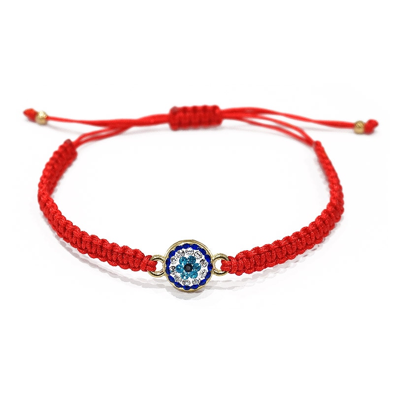 トルコ製　ナザールボンジュウきらきらブレスレット　コードブレス　N-BB590RD　レッド