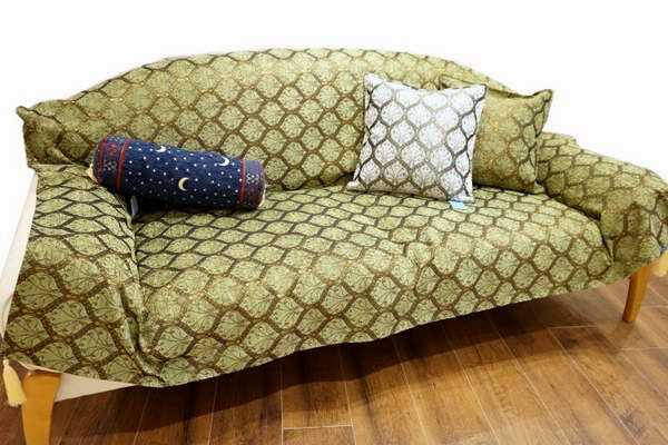 トルコ製マルチカバー(ベッドカバー)◆シングルサイズ◆MC-S-PKGR　ピーコック柄/グリーン