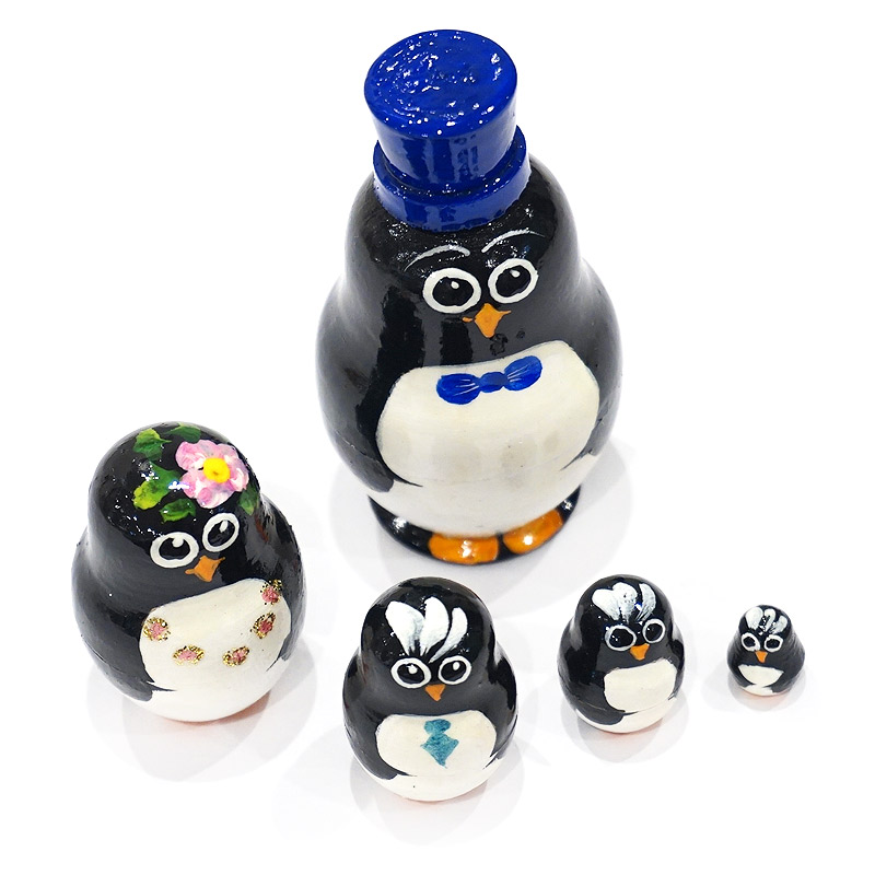 ペンギン マトリョーシカ 5P ロシア ミニマトリョーシカ ペンギン（5P） MAT-165