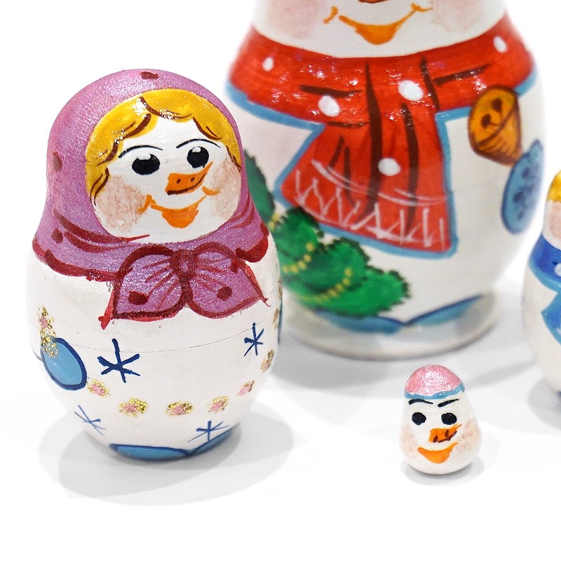 ロシア　スノーマン クリスマス ミニマトリョーシカ（5P） MAT-181