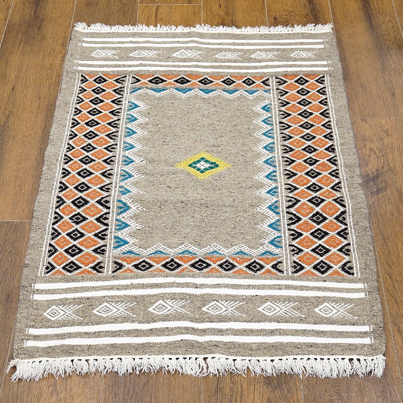 チュニジア製 キリム 手織り マット 絨毯 チュニジア 手織りキリム 120×67cm アクセントラグサイズ TK120x70-1