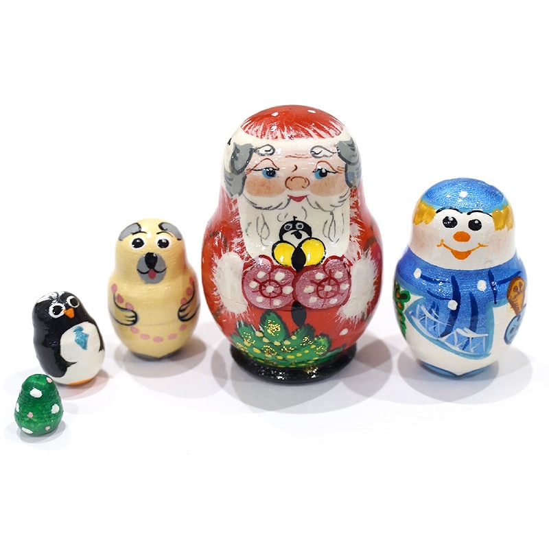 ロシア サンタクロース クリスマス ミニマトリョーシカ（5P） MAT-182