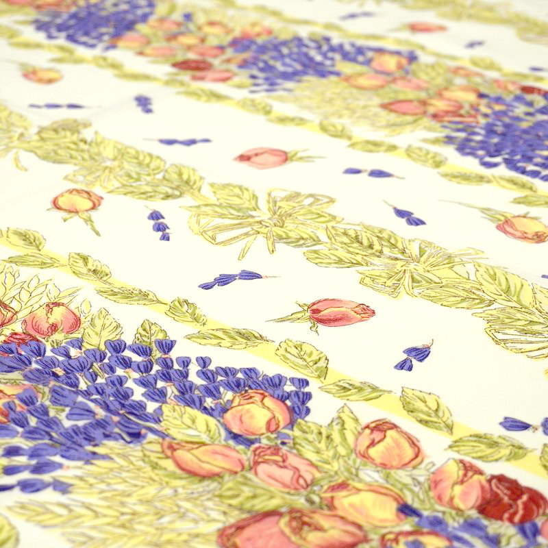 フランス製 コットン撥水テーブルクロス☆ラベンダーローズ150x120cmサイズ F155120-LVRS