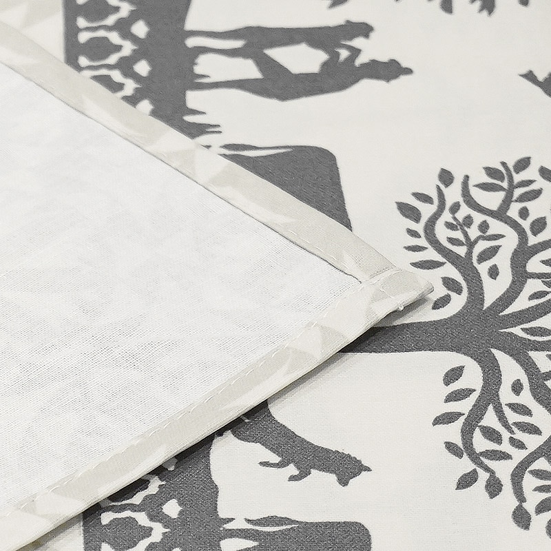 フランス製 コットン撥水テーブルクロス　ホームスイートホーム/グレー 約150x120cm　F155120-HSH-GY