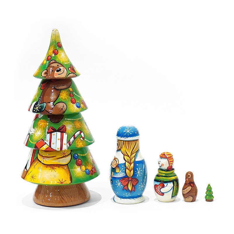 ロシア ツリー型マトリョーシカ（5P） MAT-113 | インテリア雑貨,置物