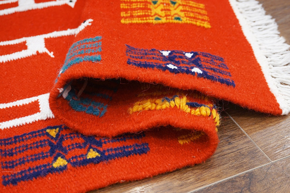 チュニジア　手織りキリム　85×52cm　玄関サイズ　TK80x50-2