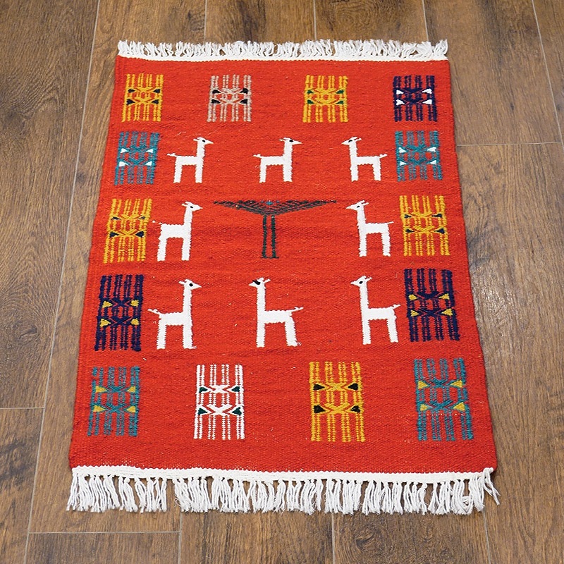チュニジア　手織りキリム　85×52cm　玄関サイズ　TK80x50-2
