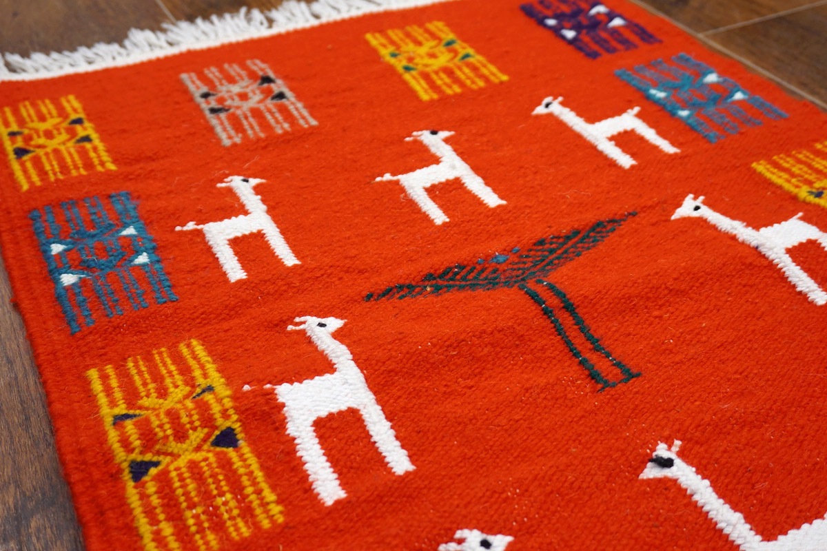 チュニジア　手織りキリム　85×52cm　玄関サイズ　TK80x50-2