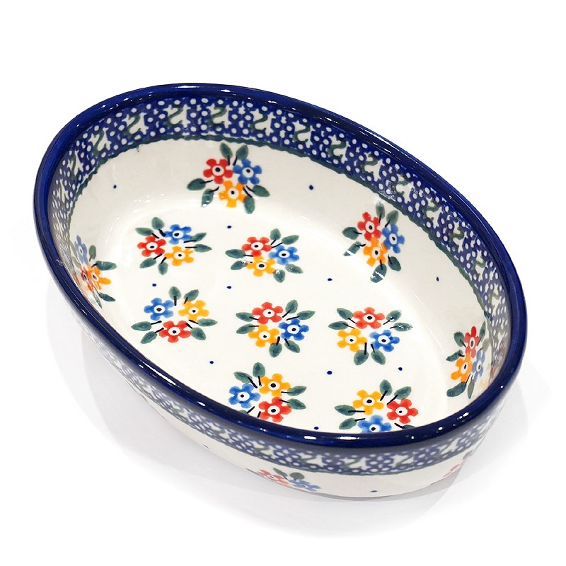 ポーランド陶器　ポーリッシュポタリー 「Millena」 オーバルグラタン皿小　M01121-04　ブーケ