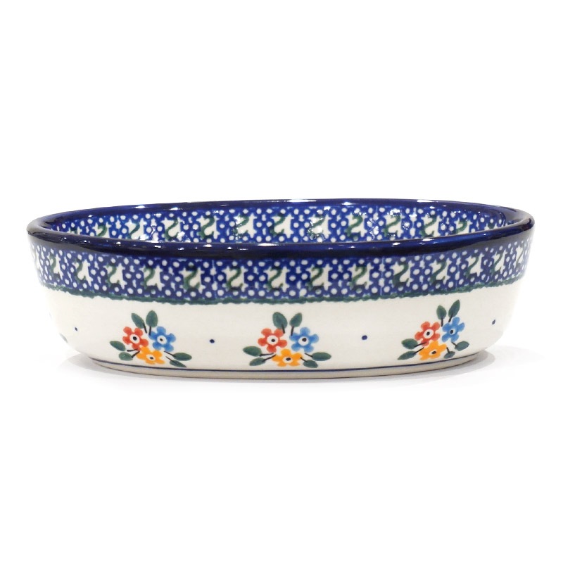 ポーランド陶器　ポーリッシュポタリー 「Millena」 オーバルグラタン皿小　M01121-04　ブーケ