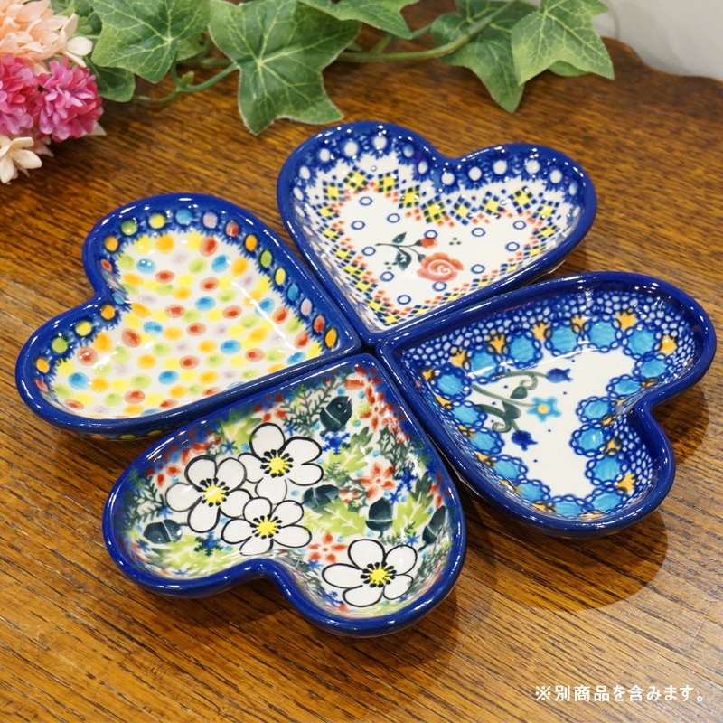 ポーランド陶器　ポーリッシュポタリー 「VENA」 ハートプレート　V392-C133