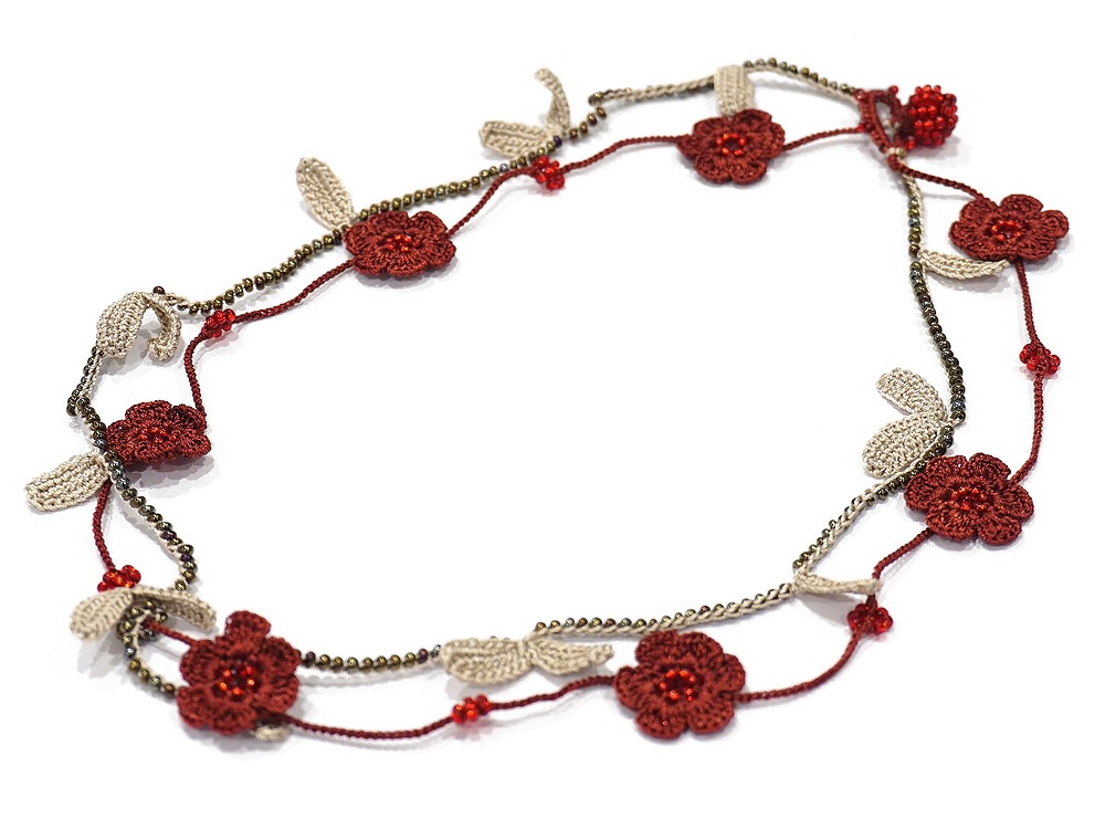 トゥーオヤ　ネックレス　OYA-NT-FWLF-RD　小花＆リーフ/レッド