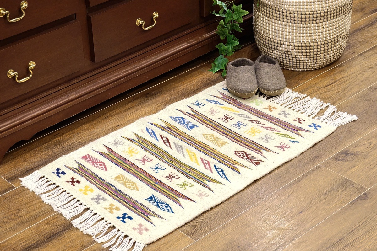 チュニジア　手織りキリム　79×50cm　玄関サイズ　TK80x50-6