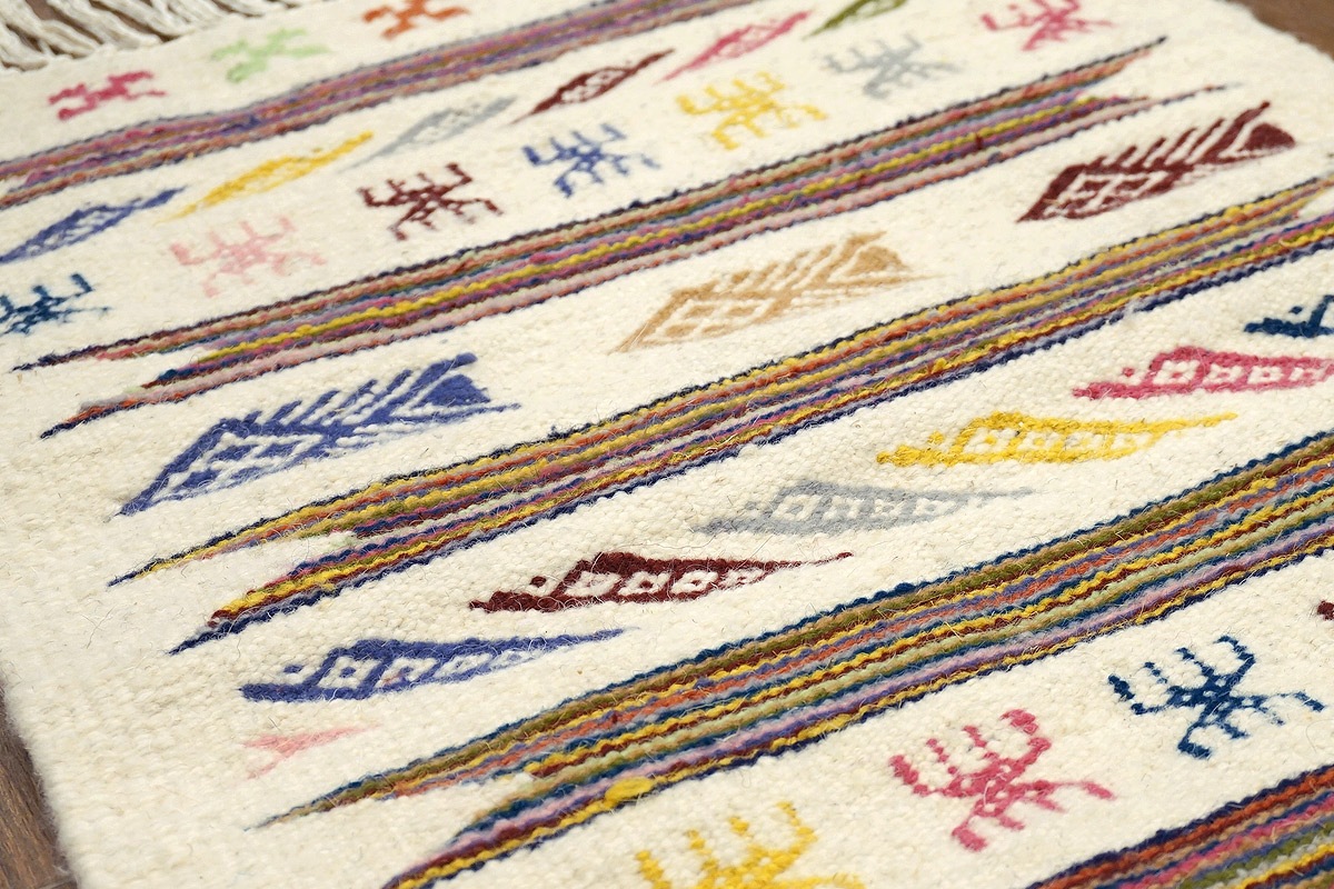 チュニジア　手織りキリム　79×50cm　玄関サイズ　TK80x50-6