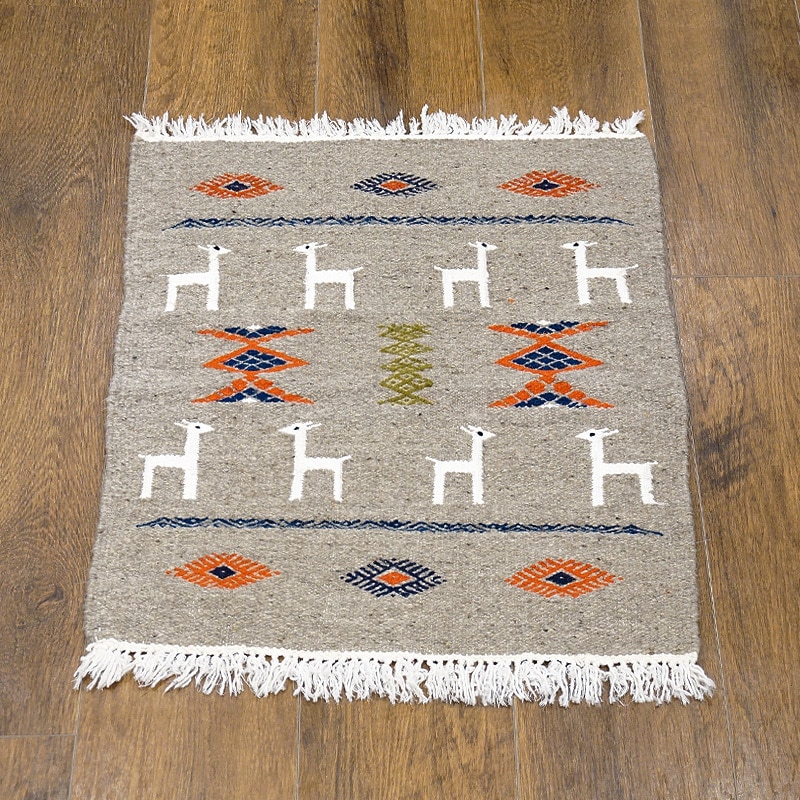 チュニジア　手織りキリム　65×54cm　小さめ玄関サイズ　TK70x50-1