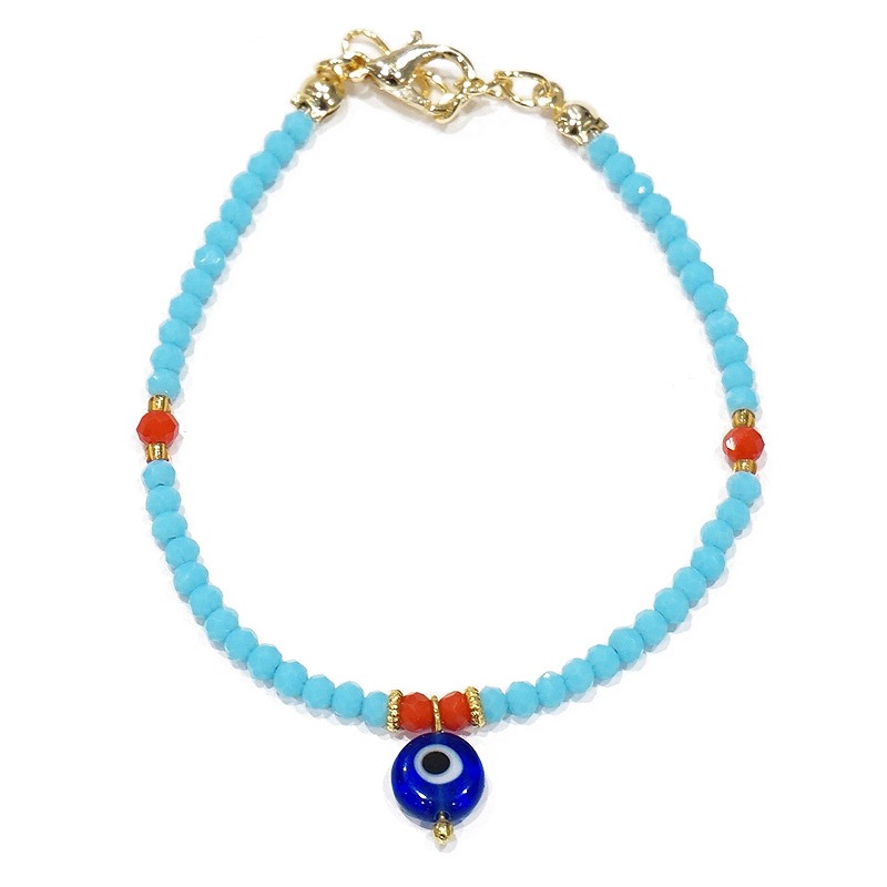 ナザールボンジュウ　ビーズブレスレット　N-B13477BL　ブルー