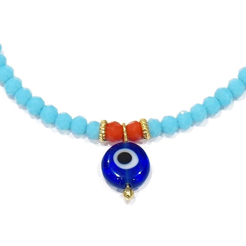 ナザールボンジュウ　ビーズブレスレット　N-B13477BL　ブルー