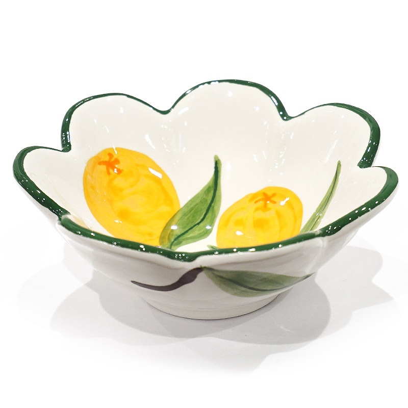 スペイン陶器　SP-6012FN　フリルボウル/オレンジ柄