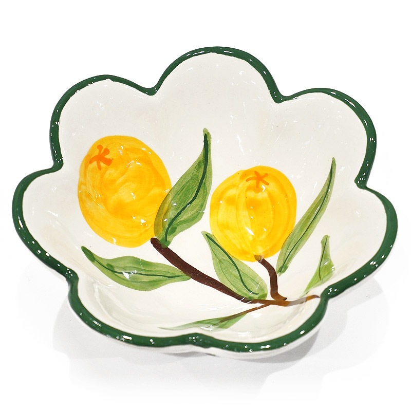 スペイン陶器　SP-6012FN　フリルボウル/オレンジ柄