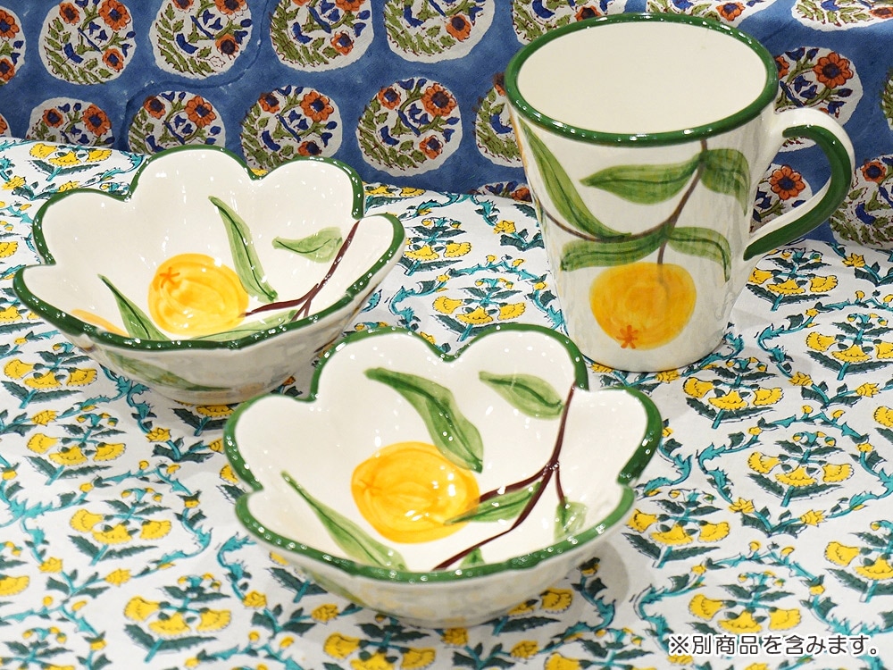 スペイン陶器　SP-6012FN　フリルボウル/オレンジ柄