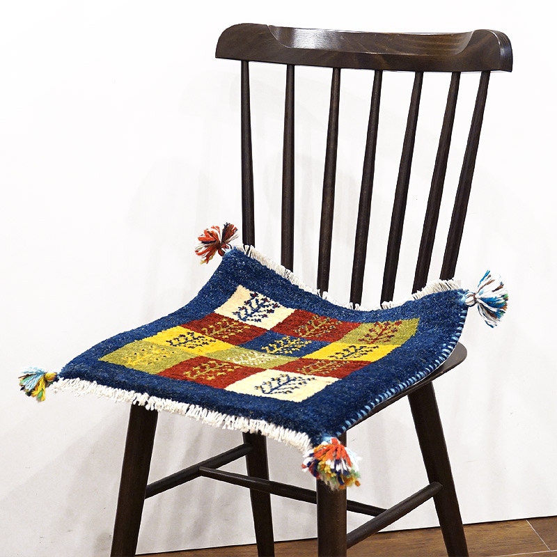 手織りギャッベ　GB40-456　座布団サイズ　約39×40cm