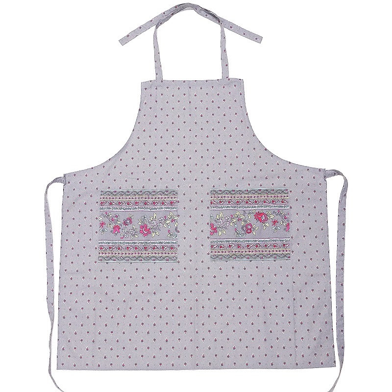 南仏プロヴァンス製　コットンエプロン　アヴィニョン/グレー　FAP-AVIGNION-GY