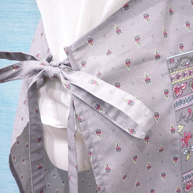 南仏プロヴァンス製　コットンエプロン　アヴィニョン/グレー　FAP-AVIGNION-GY