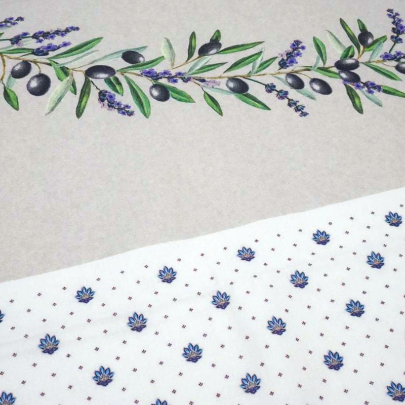 フランス製 コットン撥水テーブルクロス　ロリス/ホワイト 250x150cmサイズ F250155-LRS-WT