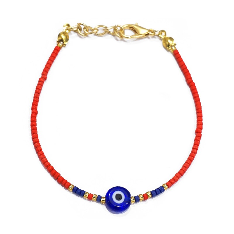 ナザールボンジュウ ビーズブレスレット N-B13448RD レッド