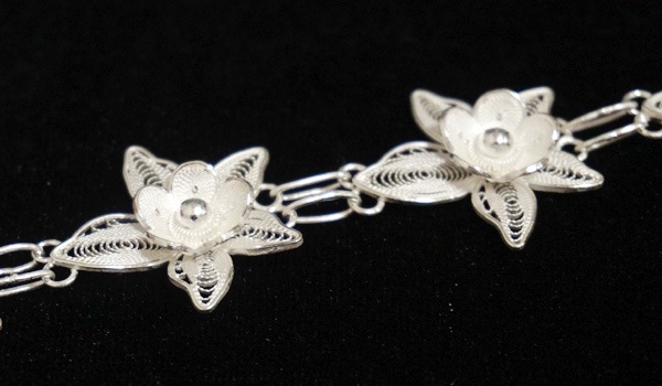 Z04）アンティーク 925 銀線細工 ブレスレット シルバー 銀製 トルコ伝統の銀線細工 テルキャーリ ブレスレット TK-B16-FLW1