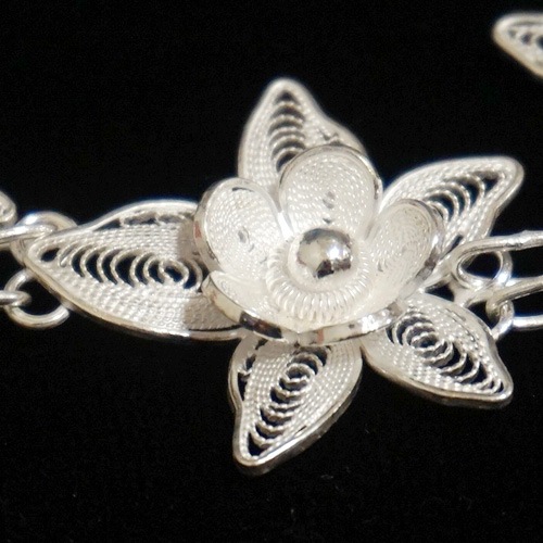 トルコ伝統の銀線細工 テルキャーリ ブレスレット TK-B16-FLW1