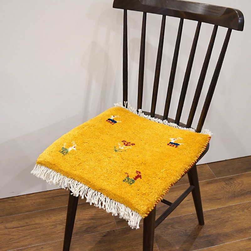 新品　手織りギャッペ　座布団 手織りギャッベ GB40-385 座布団サイズ 約38×40cm | □イラン産