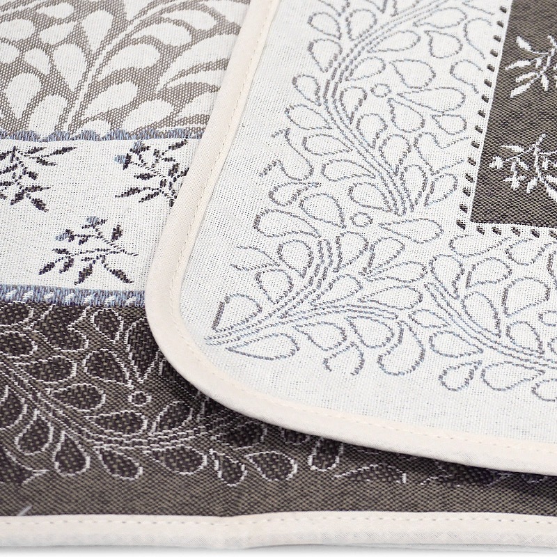 フランス製 ジャカード織 テーブルランナー オーブラック/ブルー FRN-AUB-BL