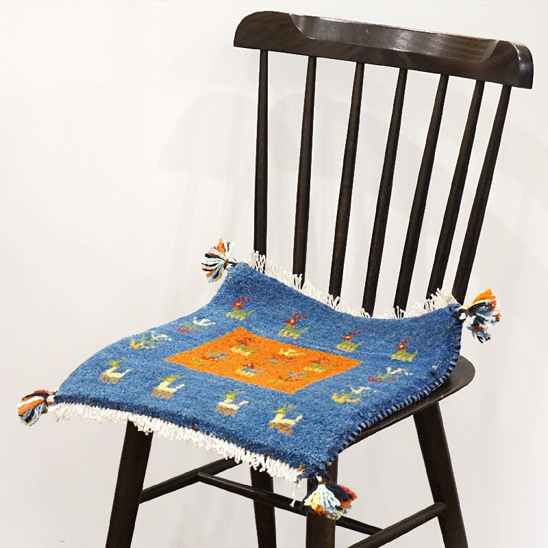 手織りギャッベ　GB40-472　座布団サイズ　約40×39cm