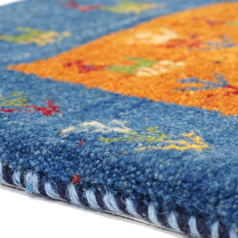 手織りギャッベ　GB40-472　座布団サイズ　約40×39cm