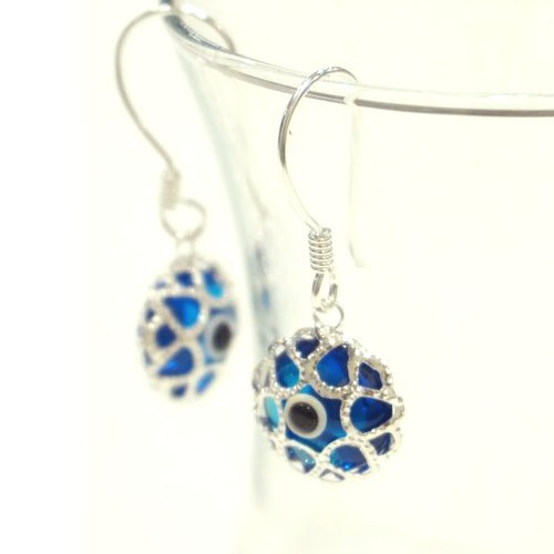 ナザールボンジュウシルバーピアス　N-ES3601B　シルバー925/水色目玉