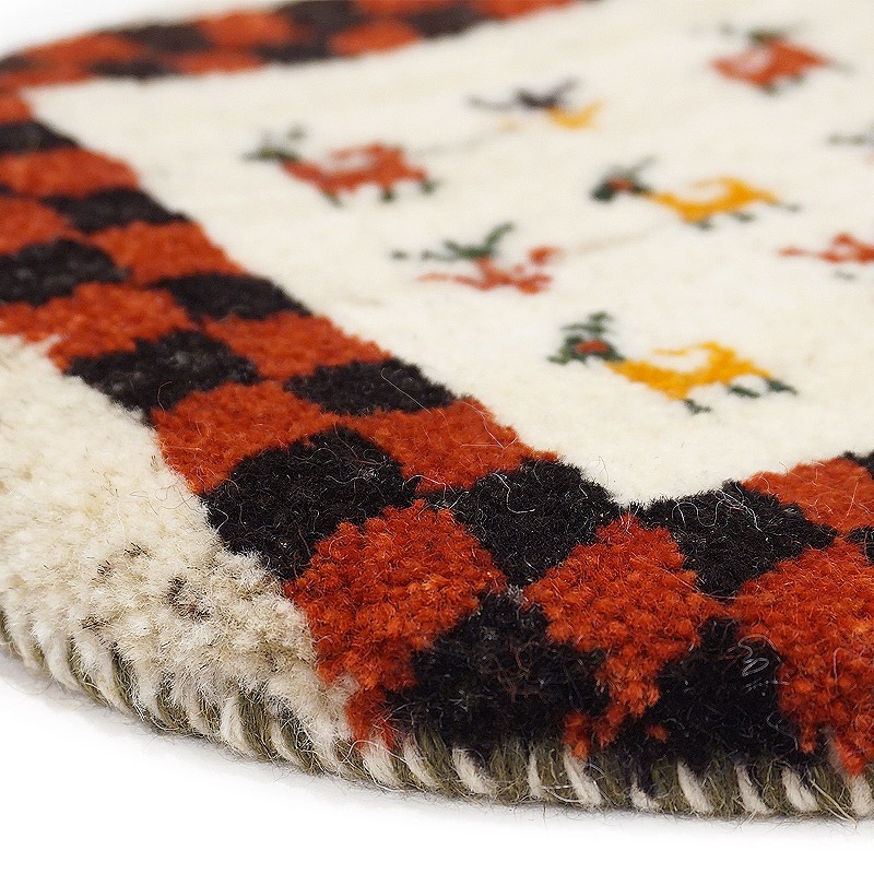 手織りギャッベ　円形座布団サイズ(約34cm)　GB40R-118