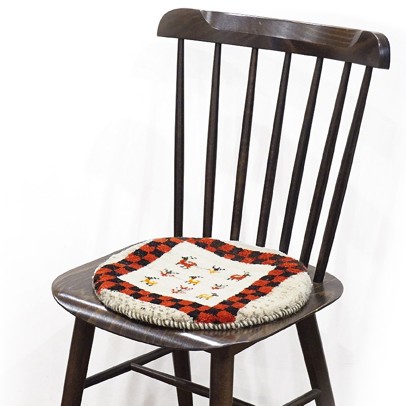 手織りギャッベ　円形座布団サイズ(約34cm)　GB40R-118