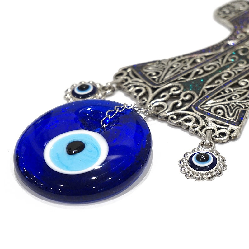 トルコ製　ナザールボンジュウメタルオーナメント　カフタン　N-O13442-PPGR　パープル×グリーン