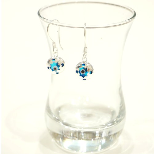 ナザールボンジュウシルバーピアス　N-ES3608B　シルバー925/水色目玉