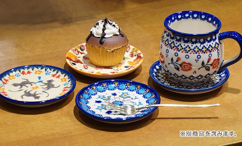 ポーランド陶器　ポーリッシュポタリー 「VENA」 プレート10cm　V372-U731　子猫柄