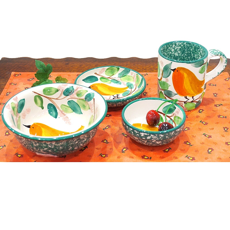 陶花菓子器ハンドペインディング スペイン陶器 SPL-PL4611BD 深皿 小 バード | キッチン&テーブル