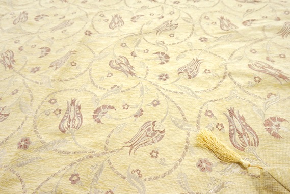 トルコ製マルチカバー(ベッドカバー)◆セミダブルサイズ◆MC-SW-LKCR　ラーレ×カランフィル/クリーム