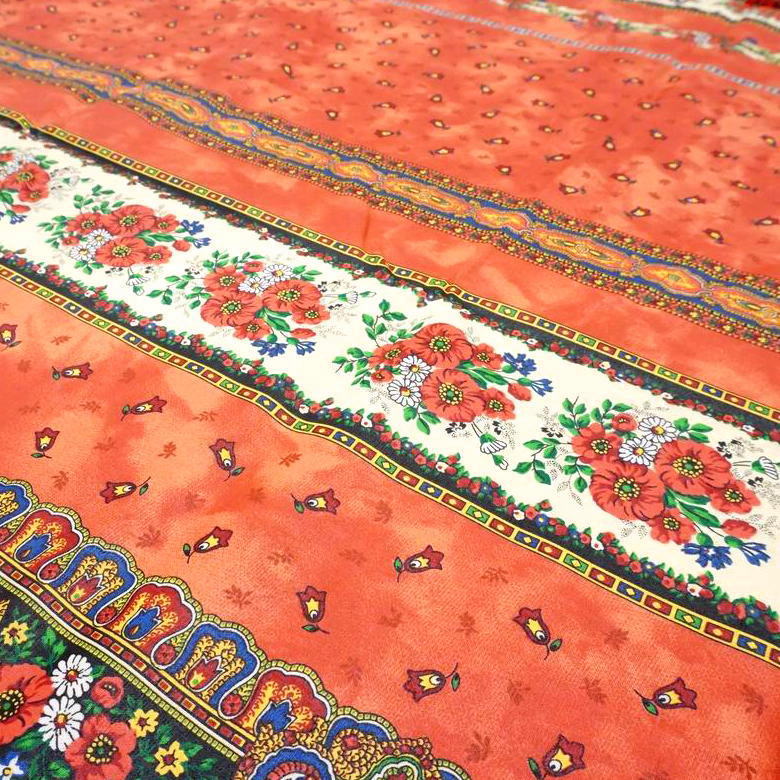 フランス製 コットン撥水テーブルクロス☆トラディション/オレンジ150x120cmサイズ F155120-TRAD-OR