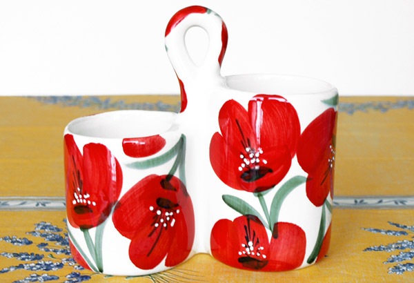 スペイン陶器 SP-6118APH マルチスタンド/赤いポピー柄 | キッチン