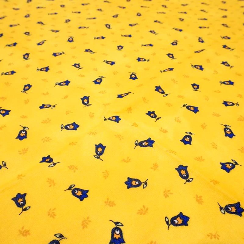 フランス製 コットン撥水テーブルクロス☆トラディション小紋/イエロー 150x120cmサイズ F155120-TRADX-YL