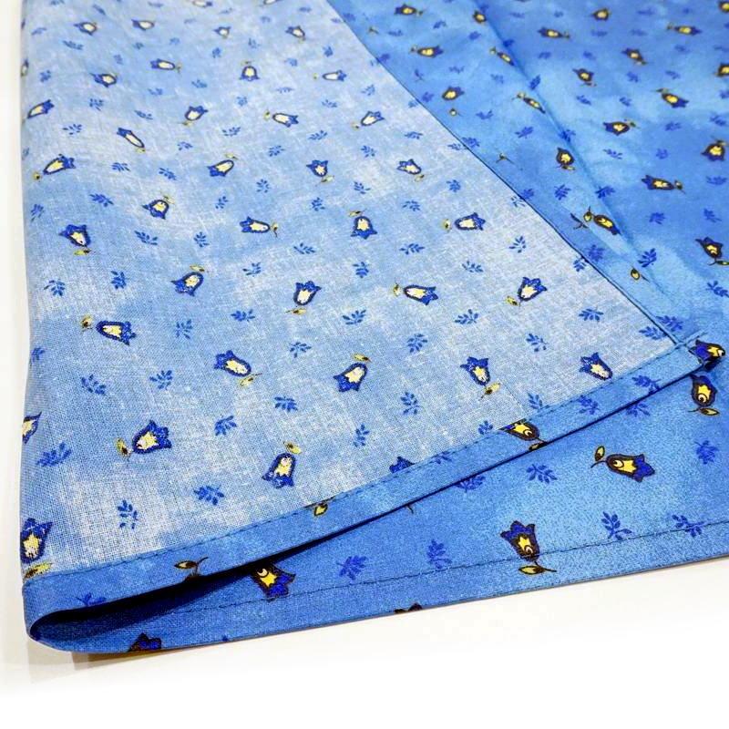 フランス製 コットン撥水テーブルクロス☆トラディション小紋/ブルー 150x120cmサイズ F155120-TRADX-BL