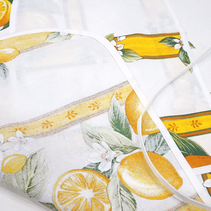 南仏プロヴァンス製　コットンエプロン　シトロン柄　ホワイト　FAP-CITRON-WT