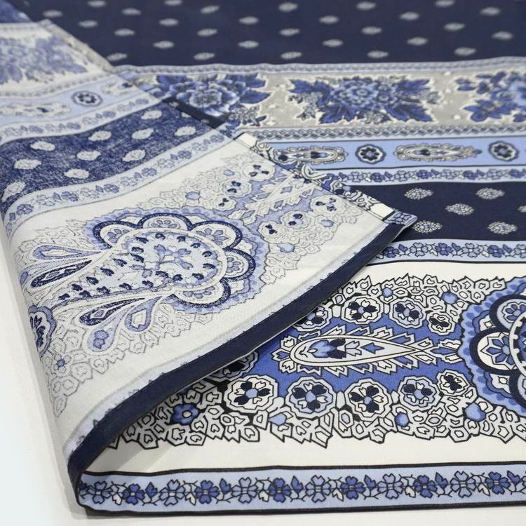 フランス製 コットン撥水テーブルクロス☆バスティード/ネイビー150x120cmサイズ F155120-BSTD-NV