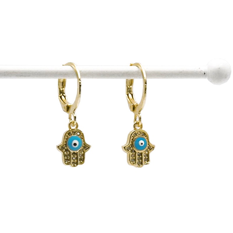 ナザールボンジュウピアス　ファティマの手/ブルー　N-E4015-BL